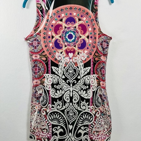 Love Tease Stunning Sequin Tank Tap Women's Medium Tattoo pattern EUC - Picture 3 of 7